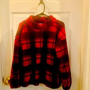 Maurices buffalo plaid Sherpa fleece pull over